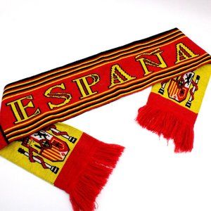 Spain National Team Flag Football Knit Scarf Red & Yellow Soccer Match Rare